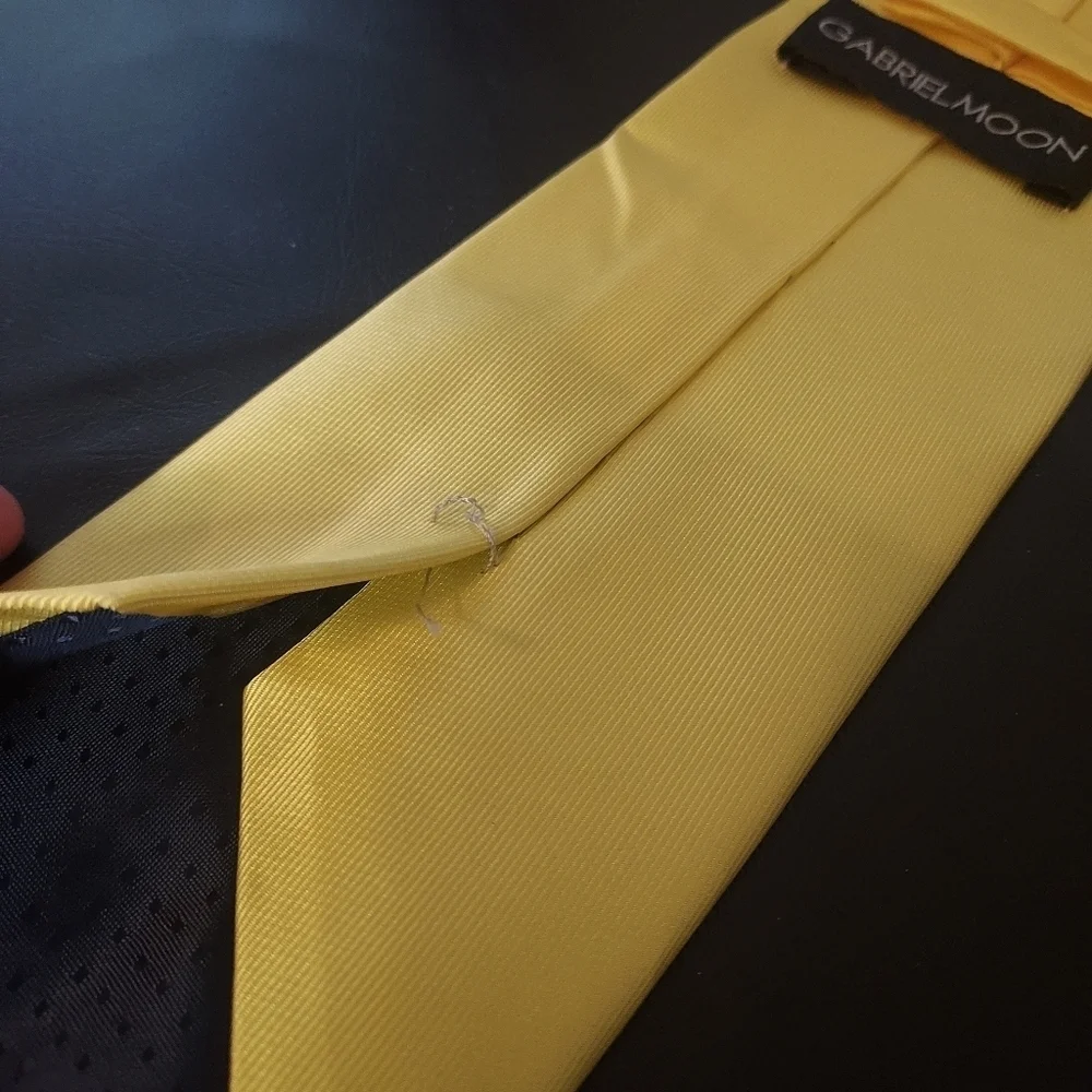Gabriel Moon Bright Yellow Tie 100% Microfiber Woven Tie Handmade